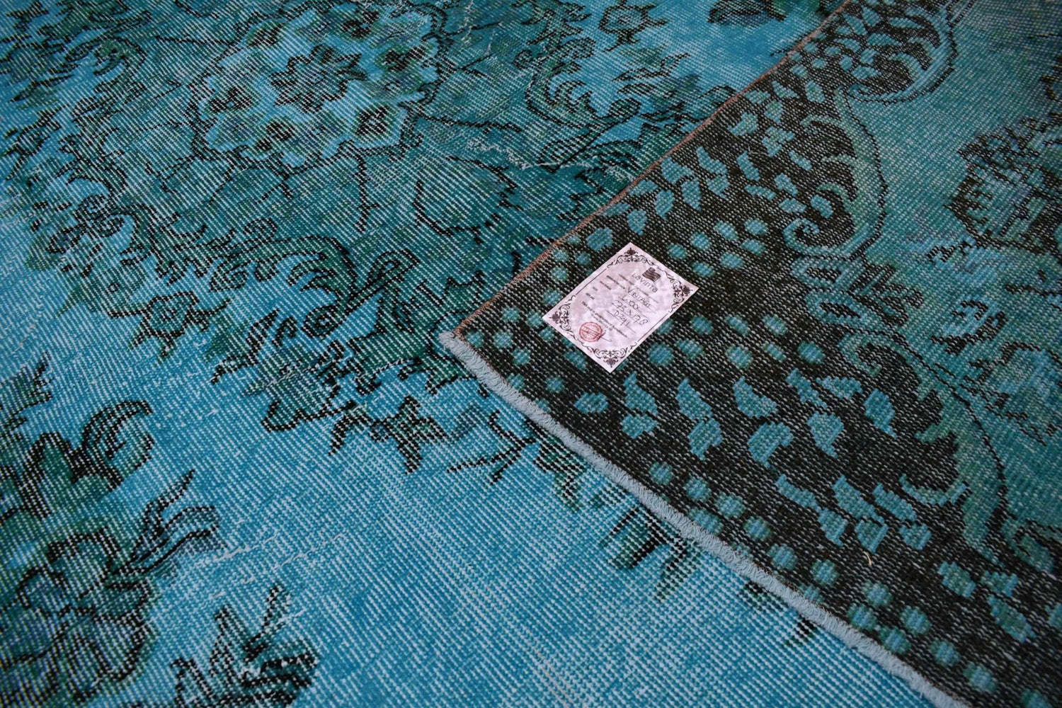 Turquoise vintage vloerkleed - D391 - Lavinta